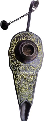 Vintage Style Decorative Genie Lamp, Antique Finish Metal Lamp, Black with Pattern in Saudi Arabia
