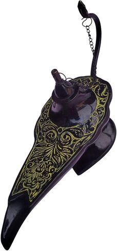 Vintage Style Decorative Genie Lamp, Antique Finish Metal Lamp, Black with Pattern in Saudi Arabia