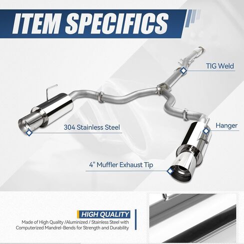 Auto Dynasty 4 Inches Dual Round Muffler Tip Catback Exhaust System Compatible with 2007-2012 Nissan Altima Sedan V6, Stainless Steel in Saudi Arabia