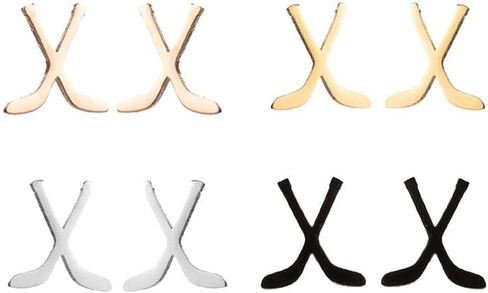 Dreuyet Tiny Ice Hockey Stick Ice Hockey Skates Stud Earrings Set for Women Men Minimalist Stainless Steel Cartilage Small Studs Earring Fashion Ice Hockey Sports Jewelry Gifts in Saudi Arabia