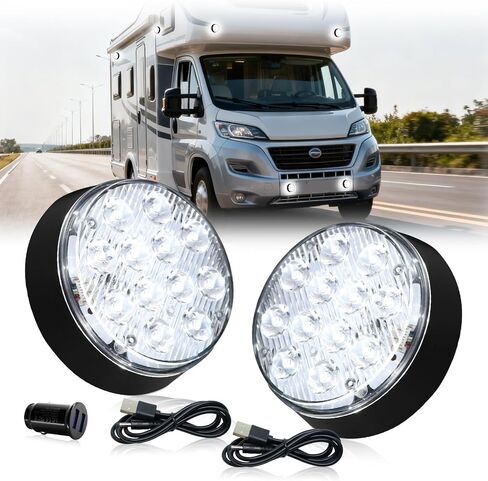 2PCS LED Amber Beacon Emergency Strobe Light, Rechargeable Strobe Lights, Portable Mini Wireless Magnetic LED Flashing Safety Warning Light for Trucks Vehicles Trailer Tractor Postal Car 12V in Kuwait