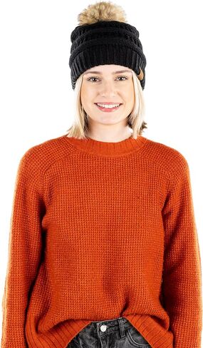 Funky Junque Mommy & Me Matching Single Pom Pom Beanies Set - Adult & Infant (2 Pack) in Kuwait