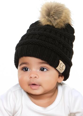 Funky Junque Mommy & Me Matching Single Pom Pom Beanies Set - Adult & Infant (2 Pack) in Kuwait