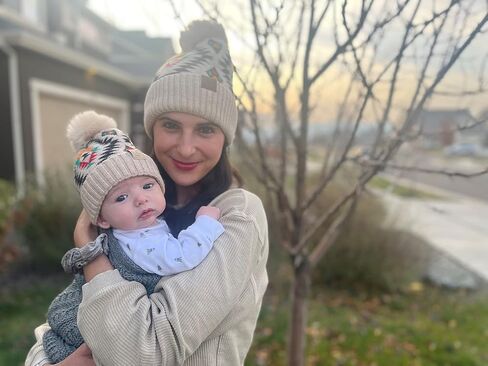 Funky Junque Mommy & Me Matching Single Pom Pom Beanies Set - Adult & Infant (2 Pack) in Saudi Arabia