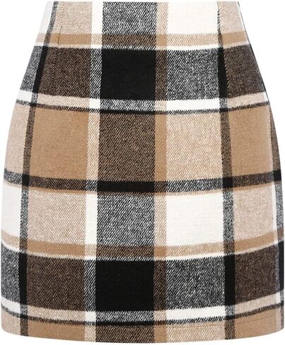 CYCLAMEN Women's Plaid Skirt High Waisted Bodycon Pencil Mini Midi Skirts 2024 Fall Winter A Line Wool Skirt in Saudi Arabia