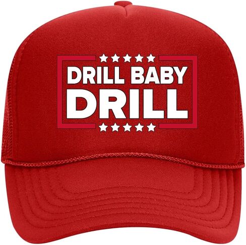 قبعة سائق الشاحنة السياسية من شركة Drill Baby Drill USA الكلاسيكية ذات الشعار القديم الأمريكي لحفر النفط in Saudi Arabia