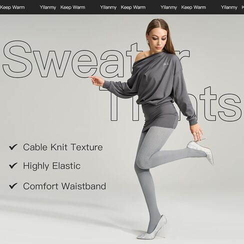 Yilanmy Cable Knit Sweater Tights for Women Thick Thermal Tights Warm Winter Stockings in Saudi Arabia