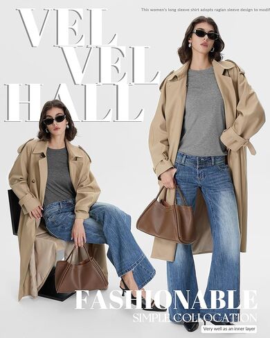 8 Pack Women's Long Sleeve Shirts, Raglan Crew Neck Tops Tunic Cotton Loose Fit Casual Basic Tee Shirt in Kuwait