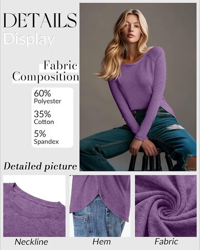 8 Pack Women's Long Sleeve Shirts, Raglan Crew Neck Tops Tunic Cotton Loose Fit Casual Basic Tee Shirt in Saudi Arabia