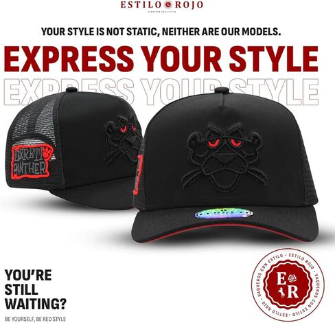 Ferreti Culiacan FT102M The Panther Black Trucker Hat - Mesh Hats for Men and Women, Black Snapback Hats for Men, Adjustable Trucker Hat in Saudi Arabia