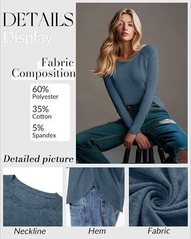 8 Pack Women's Long Sleeve Shirts, Raglan Crew Neck Tops Tunic Cotton Loose Fit Casual Basic Tee Shirt in Saudi Arabia