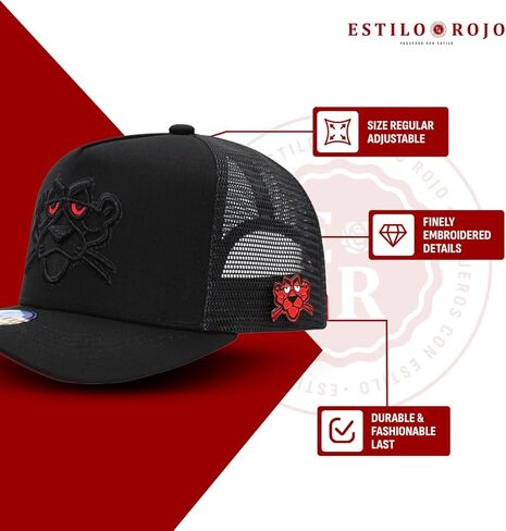 Ferreti Culiacan FT102M The Panther Black Trucker Hat - Mesh Hats for Men and Women, Black Snapback Hats for Men, Adjustable Trucker Hat in Saudi Arabia