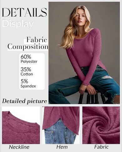 8 Pack Women's Long Sleeve Shirts, Raglan Crew Neck Tops Tunic Cotton Loose Fit Casual Basic Tee Shirt in Saudi Arabia