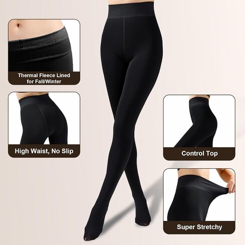 Women's 600D Thermal Fleece-Lined Tights, Windproof Thick Winter Pantyhose, High Elastic in Saudi Arabia