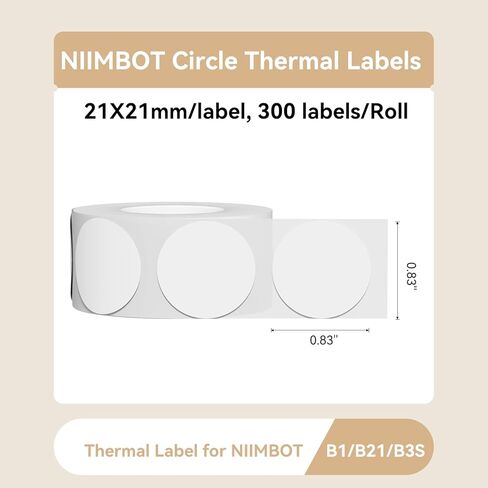 NIIMBOT Labels for B1/B21/B3S Label Printer, Thermal Labels 2'' x 2''(50x50mm), Waterproof, Oil-Proof Sticker Labels, 1 Roll of 150 Sticker Labels (Round Clear) in Kuwait