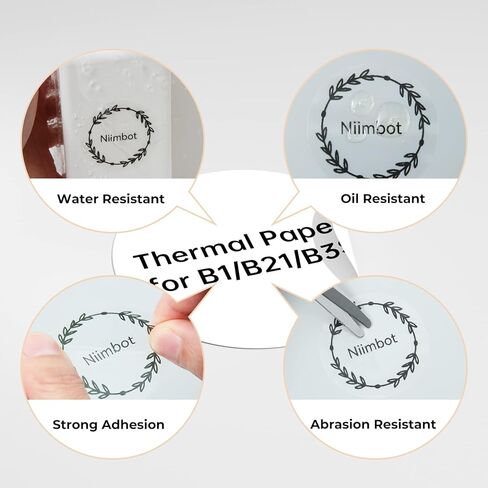 NIIMBOT Labels for B1/B21/B3S Label Printer, Thermal Labels 2'' x 2''(50x50mm), Waterproof, Oil-Proof Sticker Labels, 1 Roll of 150 Sticker Labels (Round Clear) in Kuwait
