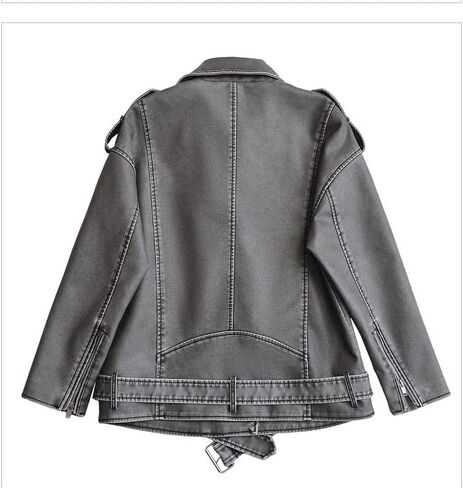 utcoco Women's Oversized Faux Leather Moto Jacket Cropped Zip Up Biker Jacket with Belt and Pockets in Saudi Arabia