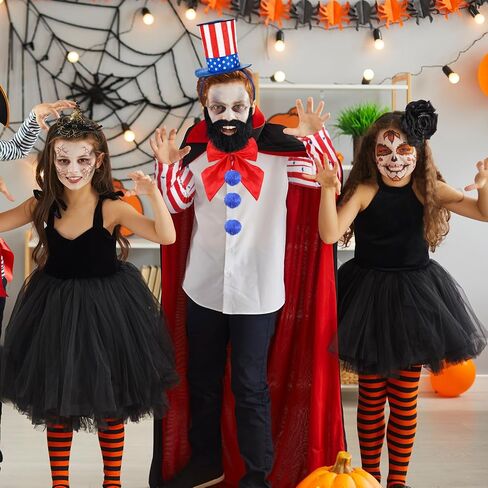 Mepase 7 Pcs Halloween Scary Captain Clown Costume Accessories Set Include Stars and Stripes Headband Arm Sleeves Fake Beard Bow Tie Blue Plush Ball Pin for Halloween Cosplay Party Supplies in Saudi Arabia