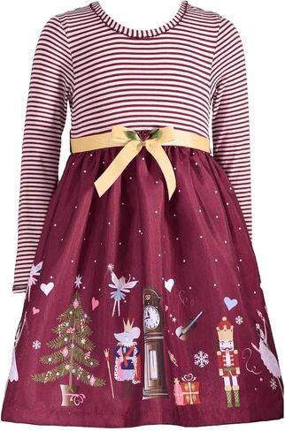 Bonnie Jean Girls 2T-16 Stripe Knit Shantung Nutcracker Christmas Dress in Saudi Arabia