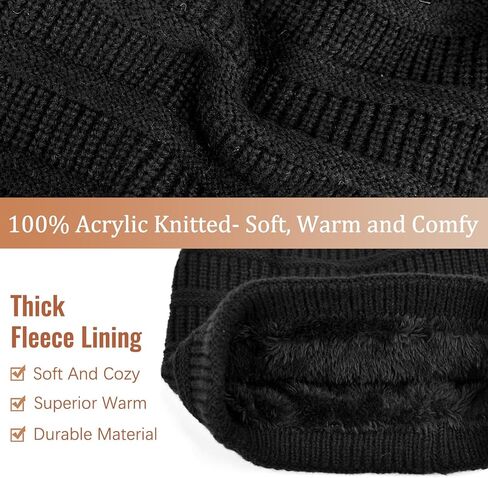 ZOORON Slouchy Beanies Hats for Men Women Warm Knit Winter Hats Chunky Beanie Infinity Scarf Set in Kuwait