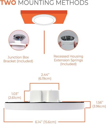 HALO SMD6R69SWH Surface Mount LED Recessed Light Round Selectable 2700K, 3000K, 3500K, 4000K, 5000K CCT 600 Lumens 6 Inch White in Kuwait
