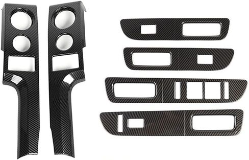 6pcs Center Console Panel + Window Lift Switch Trim Cover for Ford for F150 2009-2014 Carbon Fiber Grain RT-TCZ21191382 in Saudi Arabia
