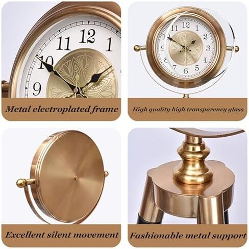 Triangle Floor Clock - Luxury Silent Grandfather Clock, European Retro Design, Metal Tripod Base, Decorative Home Art, Stylish Floor Decor for Living Room in Saudi Arabia