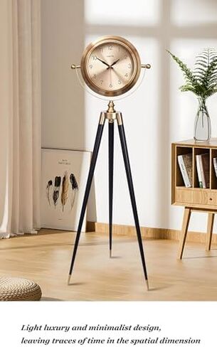 Triangle Floor Clock - Luxury Silent Grandfather Clock, European Retro Design, Metal Tripod Base, Decorative Home Art, Stylish Floor Decor for Living Room in Saudi Arabia