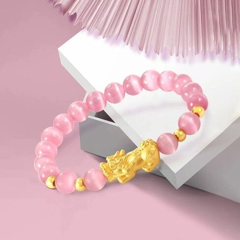 Gemstone Bracelet Pink Cat'S Eye Stone Bracelet Pixiu in Saudi Arabia