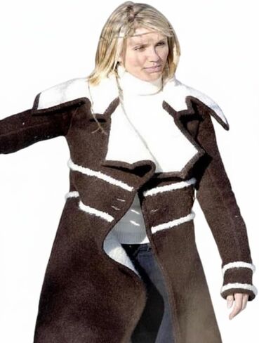 Women's Cameron Diaz The Holiday Brown Cashmere Wool Single Breasted Mid Long Faux Fur Trench Coat in Saudi Arabia