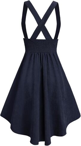 تنورة DRESSFO النسائية ذات الدانتيل القوطي - تنورة متوسطة الطول بحزام متقاطع على شكل حرف A مع سحاب in Saudi Arabia