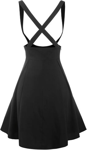 DRESSFO Women’s Gothic Lace Up Suspender Skirt – Crisscross Strap A-Line Midi Skirt with Zipper in Saudi Arabia