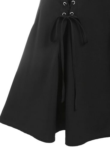 DRESSFO Women’s Gothic Lace Up Suspender Skirt – Crisscross Strap A-Line Midi Skirt with Zipper in Saudi Arabia