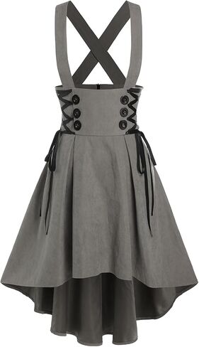 DRESSFO Women’s Gothic Lace Up Suspender Skirt – Crisscross Strap A-Line Midi Skirt with Zipper in Saudi Arabia