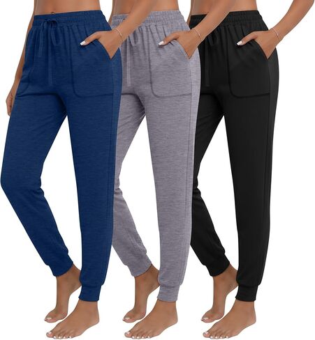 Neer 3 Pack Women's Sweatpants with Pockets, Soft Jogger Pants Lightweight Lounge Athletic Pants for Workout Running Yoga in Kuwait