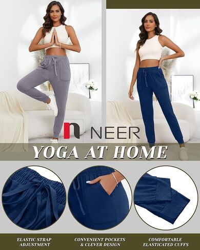 Neer 3 Pack Women's Sweatpants with Pockets, Soft Jogger Pants Lightweight Lounge Athletic Pants for Workout Running Yoga in Kuwait