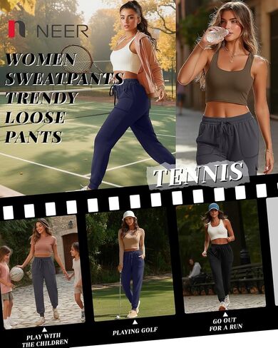 Neer 3 Pack Women's Sweatpants with Pockets, Soft Jogger Pants Lightweight Lounge Athletic Pants for Workout Running Yoga in Saudi Arabia