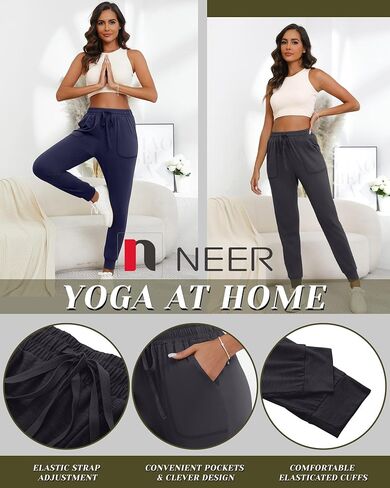 Neer 3 Pack Women's Sweatpants with Pockets, Soft Jogger Pants Lightweight Lounge Athletic Pants for Workout Running Yoga in Saudi Arabia
