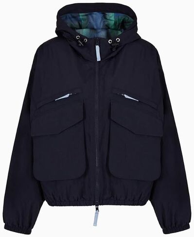 سترة أوشن ويفز من النايلون المجعد بغطاء للرأس للنساء من أرماني إكستشينج in Kuwait