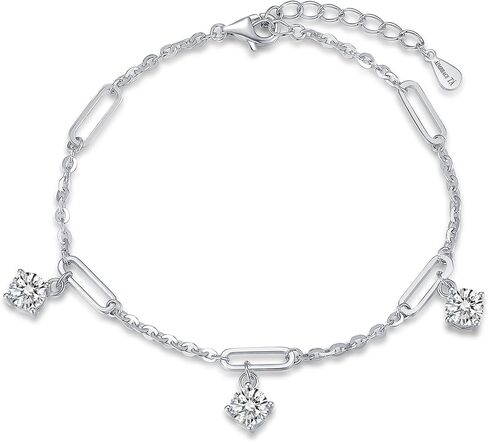 ÀIMBRACE Gift-Ready Packaging Moissanite 925 Sterling Silver Adjustable Charm Link Bracelet with Bonus Handcrafted Presents for Women as Tokens of Appreciation — Birthday for (Grand)Daughter, Anniversary for Wife, Valentine’s Day for Girlfriend & Mother’s in Saudi Arabia