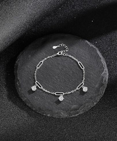 ÀIMBRACE Gift-Ready Packaging Moissanite 925 Sterling Silver Adjustable Charm Link Bracelet with Bonus Handcrafted Presents for Women as Tokens of Appreciation — Birthday for (Grand)Daughter, Anniversary for Wife, Valentine’s Day for Girlfriend & Mother’s in Saudi Arabia
