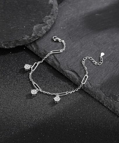 ÀIMBRACE Gift-Ready Packaging Moissanite 925 Sterling Silver Adjustable Charm Link Bracelet with Bonus Handcrafted Presents for Women as Tokens of Appreciation — Birthday for (Grand)Daughter, Anniversary for Wife, Valentine’s Day for Girlfriend & Mother’s in Saudi Arabia