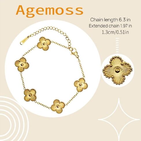18K gold-plated mother of pearl enamel, adjustable clover lucky bracelet for women in Saudi Arabia