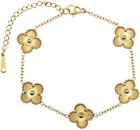 18K gold-plated mother of pearl enamel, adjustable clover lucky bracelet for women in Saudi Arabia