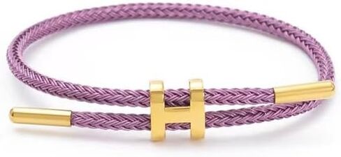Bracelet with Adjustable Design Polished H Shape Buckle, Bracelets for Women, 18k Gold-plated Buckle Design Titanium Steel Wire Rope Women's Gift Jewelry in Kuwait