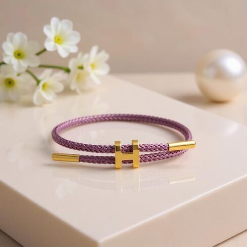 Bracelet with Adjustable Design Polished H Shape Buckle, Bracelets for Women, 18k Gold-plated Buckle Design Titanium Steel Wire Rope Women's Gift Jewelry in Kuwait