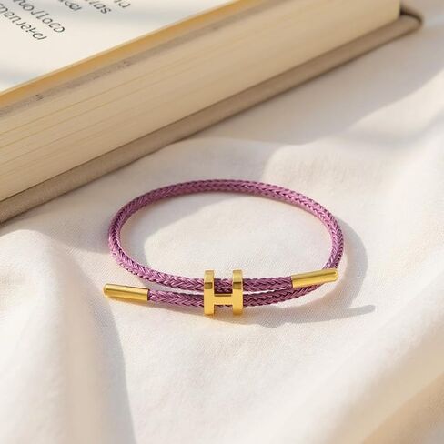 Bracelet with Adjustable Design Polished H Shape Buckle, Bracelets for Women, 18k Gold-plated Buckle Design Titanium Steel Wire Rope Women's Gift Jewelry in Kuwait