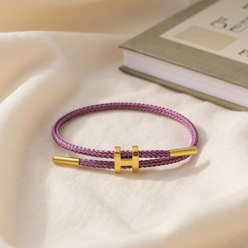 Bracelet with Adjustable Design Polished H Shape Buckle, Bracelets for Women, 18k Gold-plated Buckle Design Titanium Steel Wire Rope Women's Gift Jewelry in Kuwait