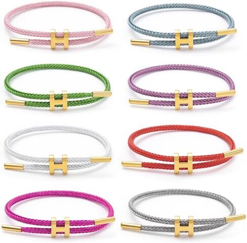 Bracelet with Adjustable Design Polished H Shape Buckle, Bracelets for Women, 18k Gold-plated Buckle Design Titanium Steel Wire Rope Women's Gift Jewelry in Kuwait