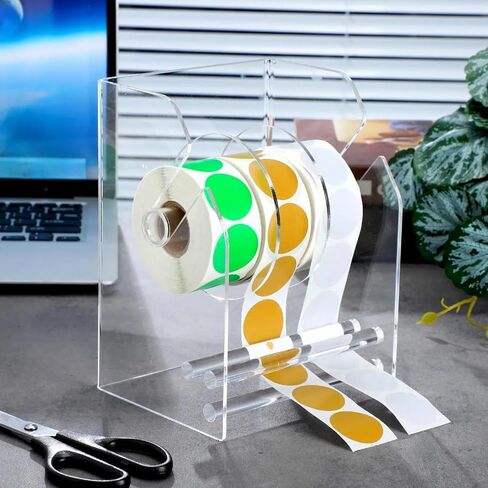 1 Pc Adjustable Label Dispenser 3 Disks Sticker Roll Holder Sticker Dispenser Clear Label Roll Holder Acrylic Tape Dispenser Sticker Holder Organizer Label Stand for Office Home Desktop in Saudi Arabia